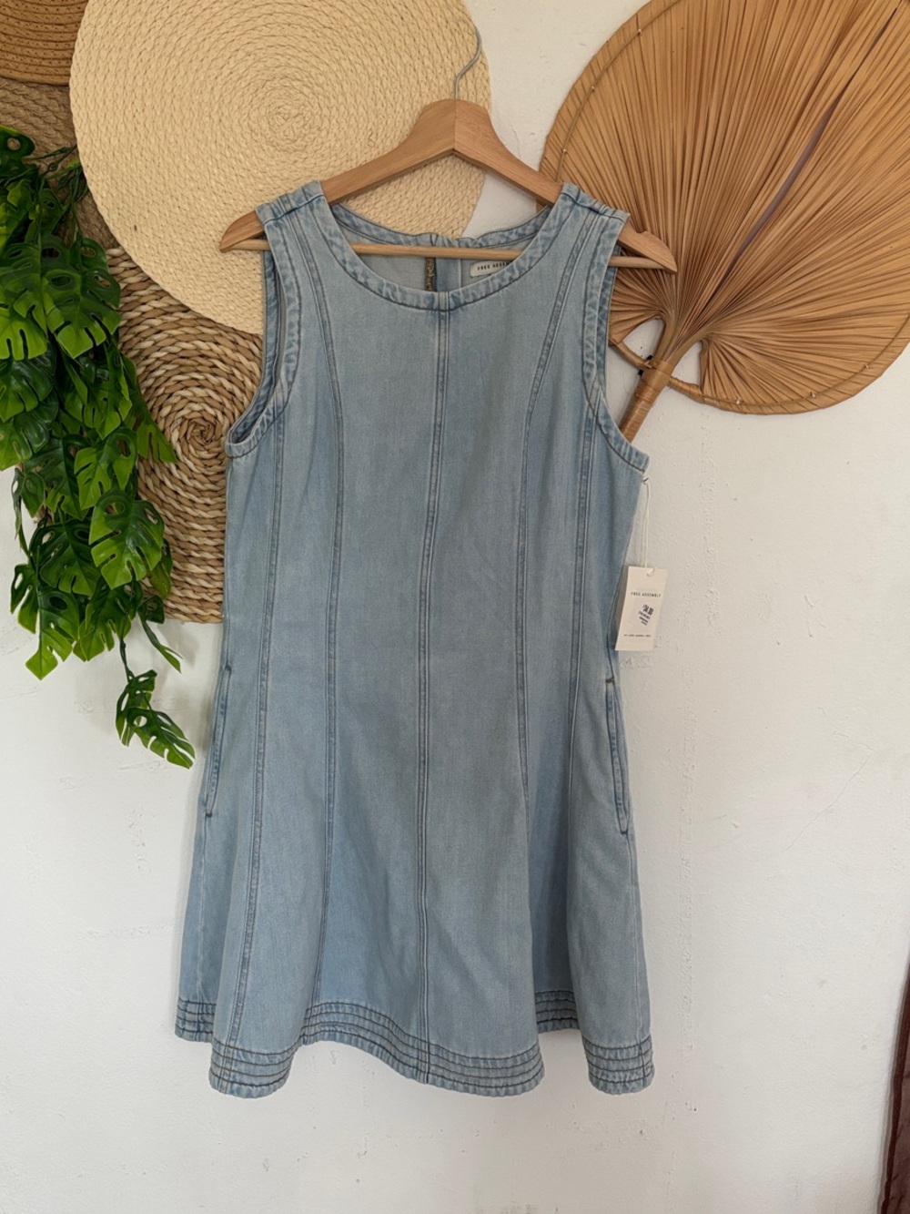 Sleeveless Light Blue Denim Shift Dress